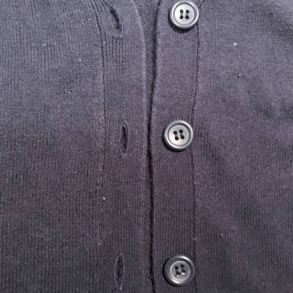 Long Navy Blue Button-Up Cardigan - Picture 3 of 5
